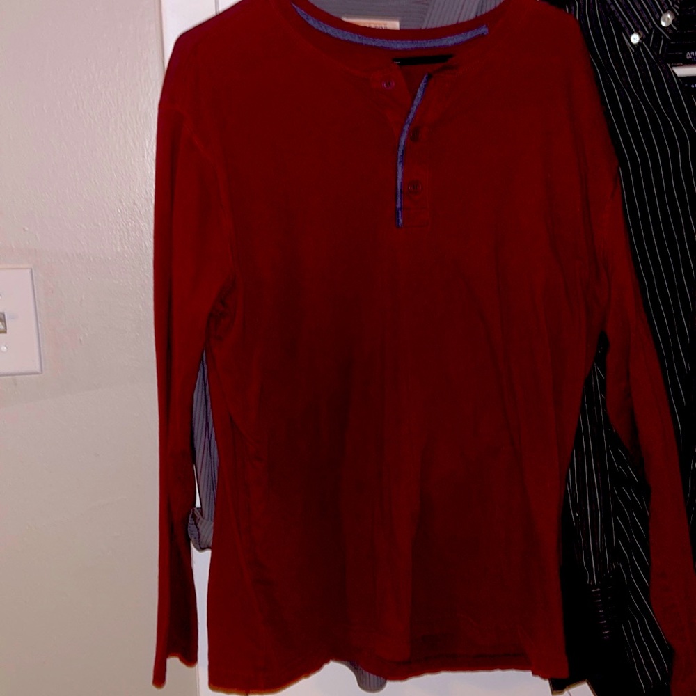 Men’s red long sleeved shirt